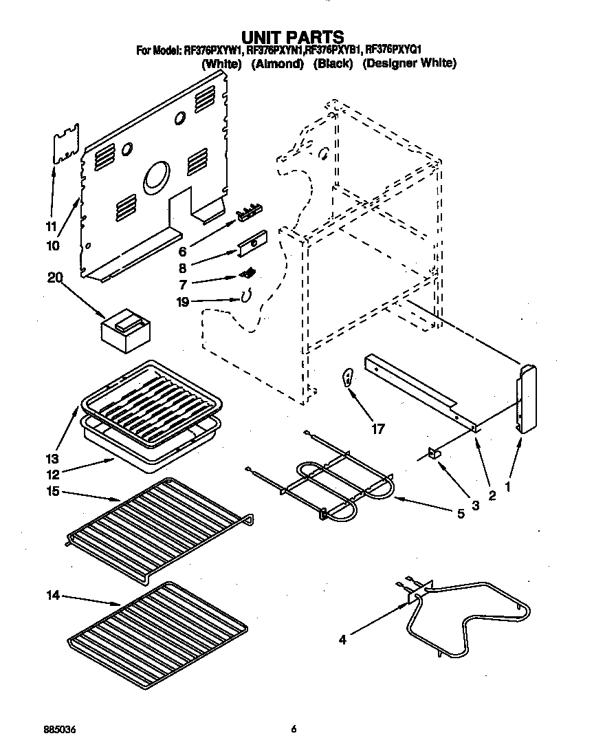 Whirlpool RF376PXYW1 unit diagram