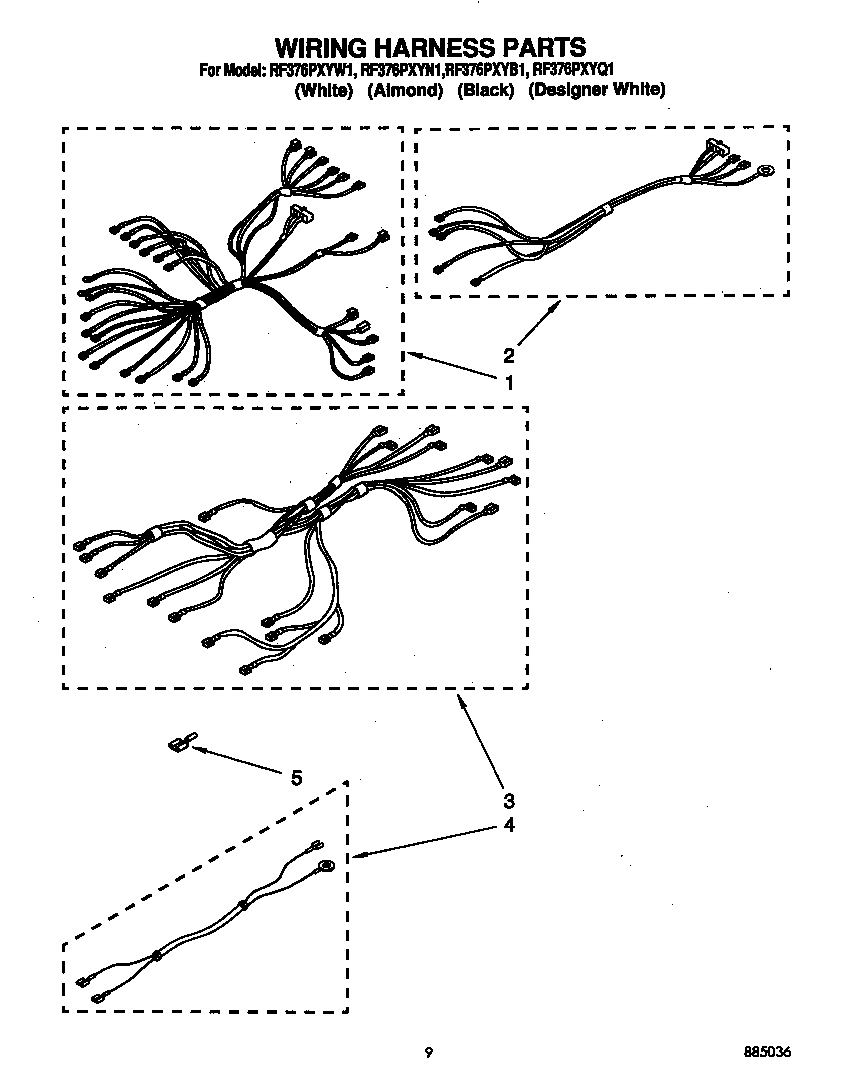 Whirlpool RF376PXYW1 wiring harness diagram