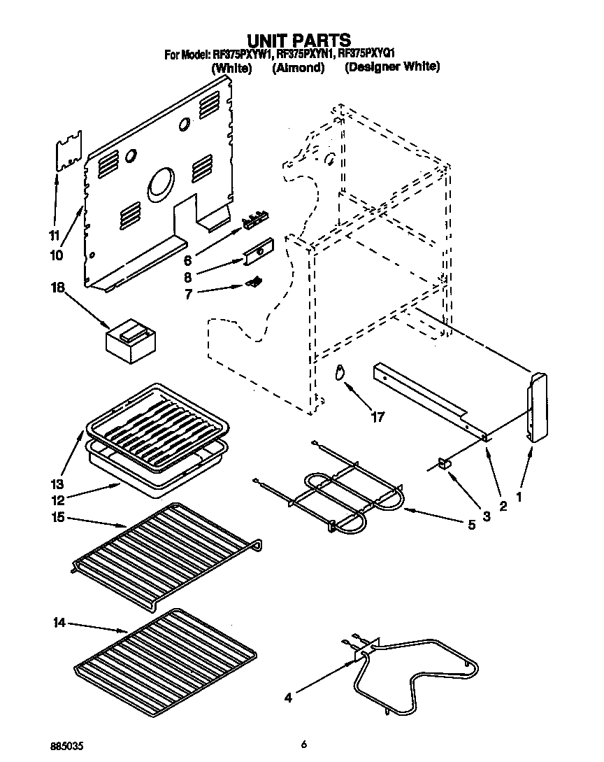 Whirlpool RF375PXYW1 unit diagram