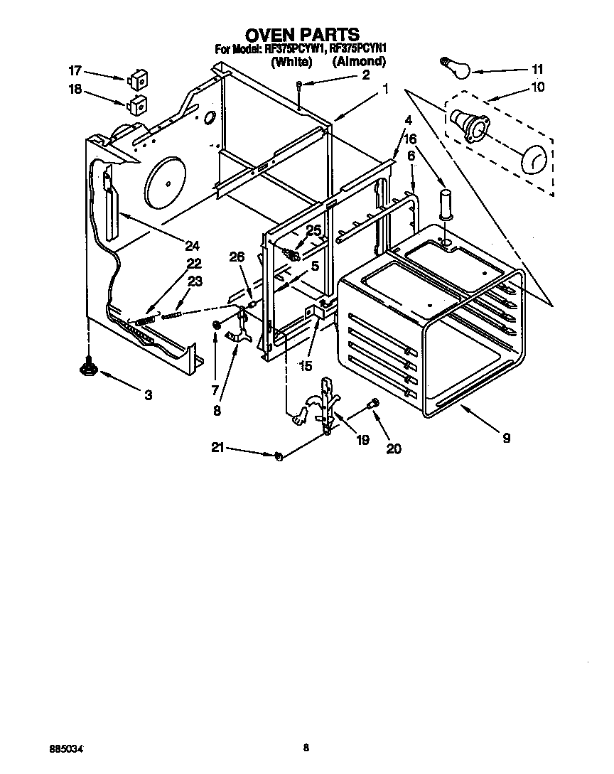 Whirlpool RF375PCYW1 oven diagram