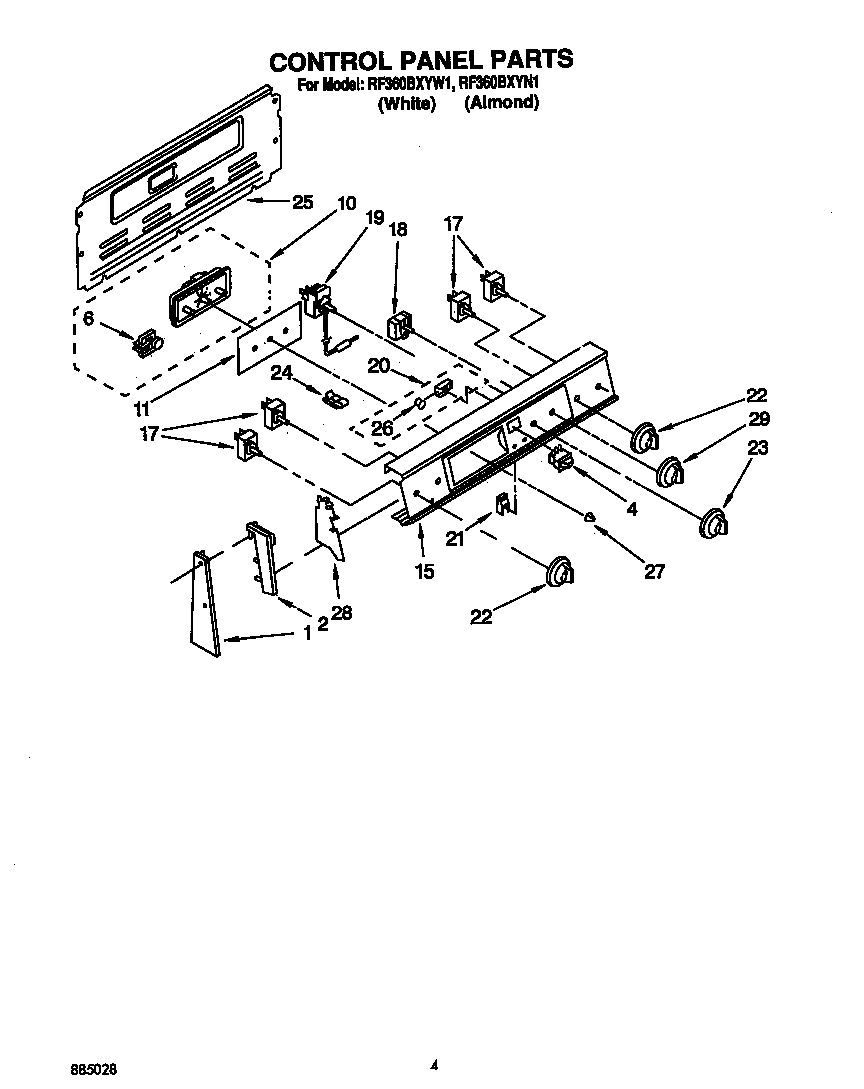 Whirlpool RF360BXYW1 control panel diagram
