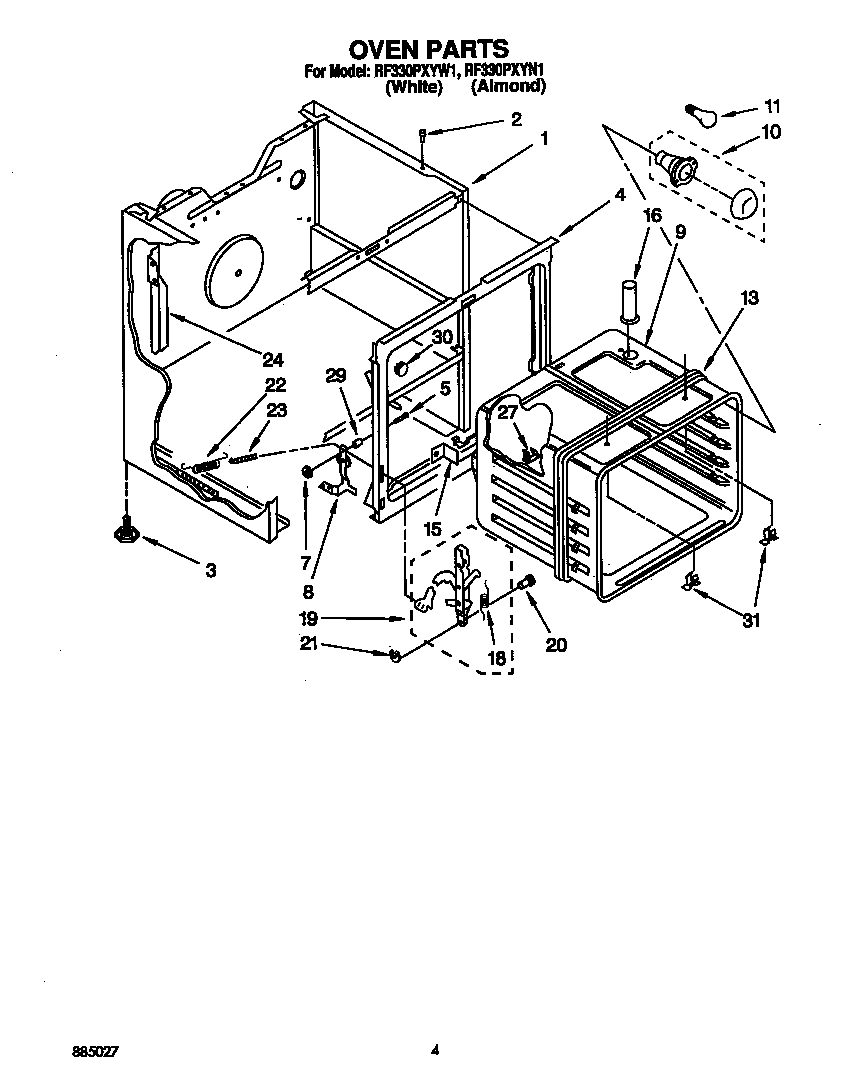 Whirlpool RF330PXYW1 oven diagram
