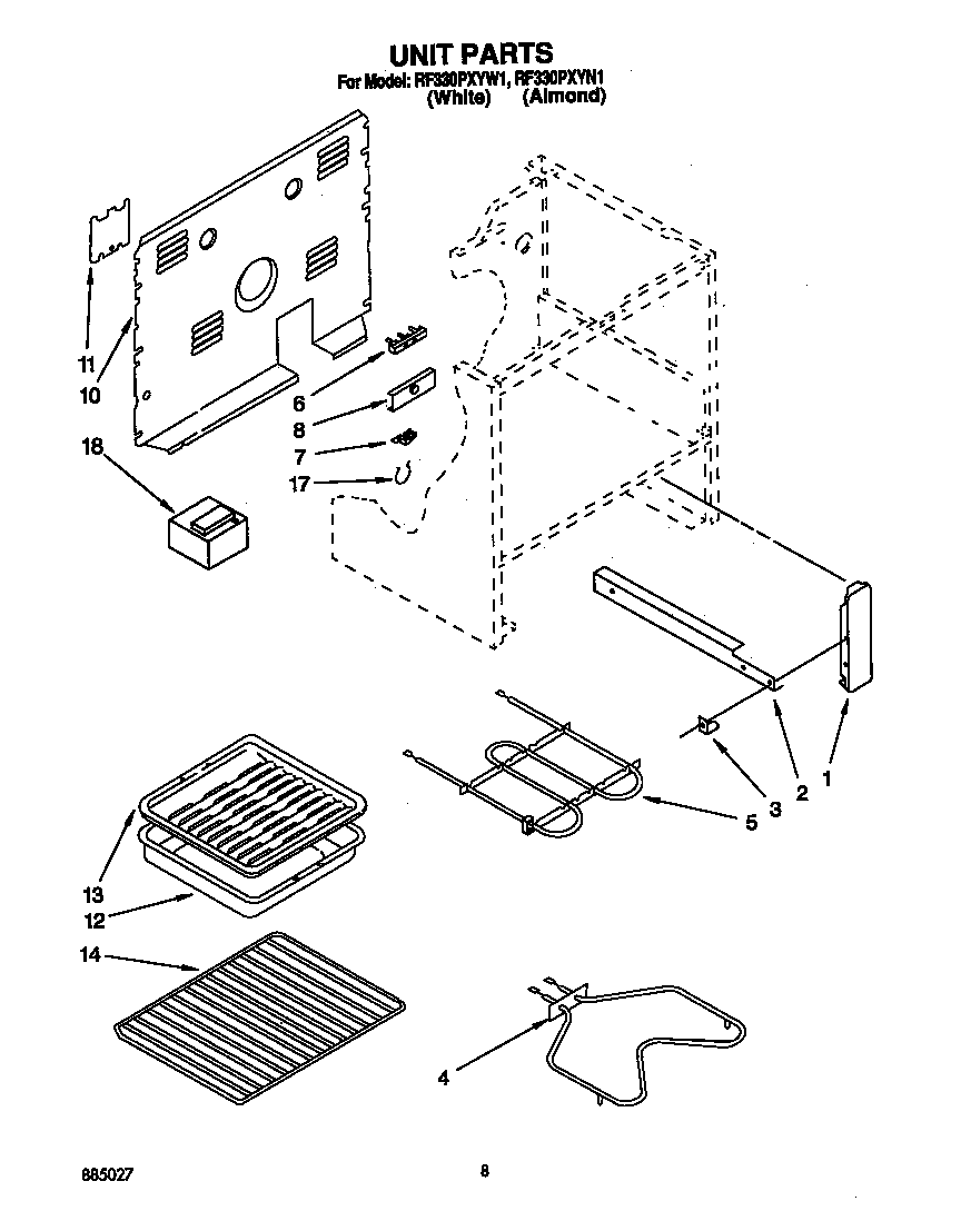 Whirlpool RF330PXYW1 unit diagram