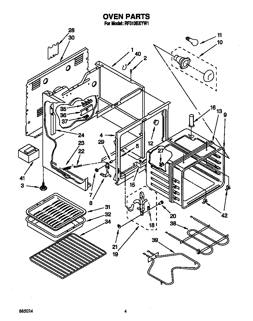 Whirlpool RF310BXYW1 oven diagram
