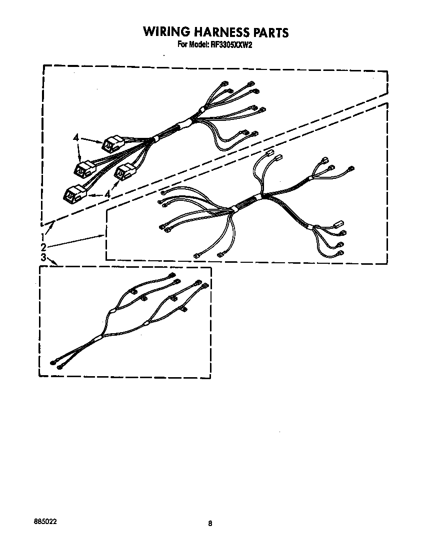 Whirlpool RF3305XXW2 wiring harness diagram