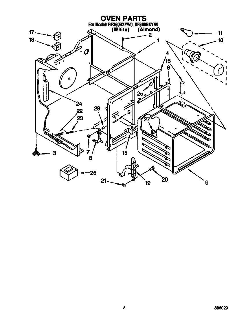 Whirlpool RF360BXYW0 oven diagram