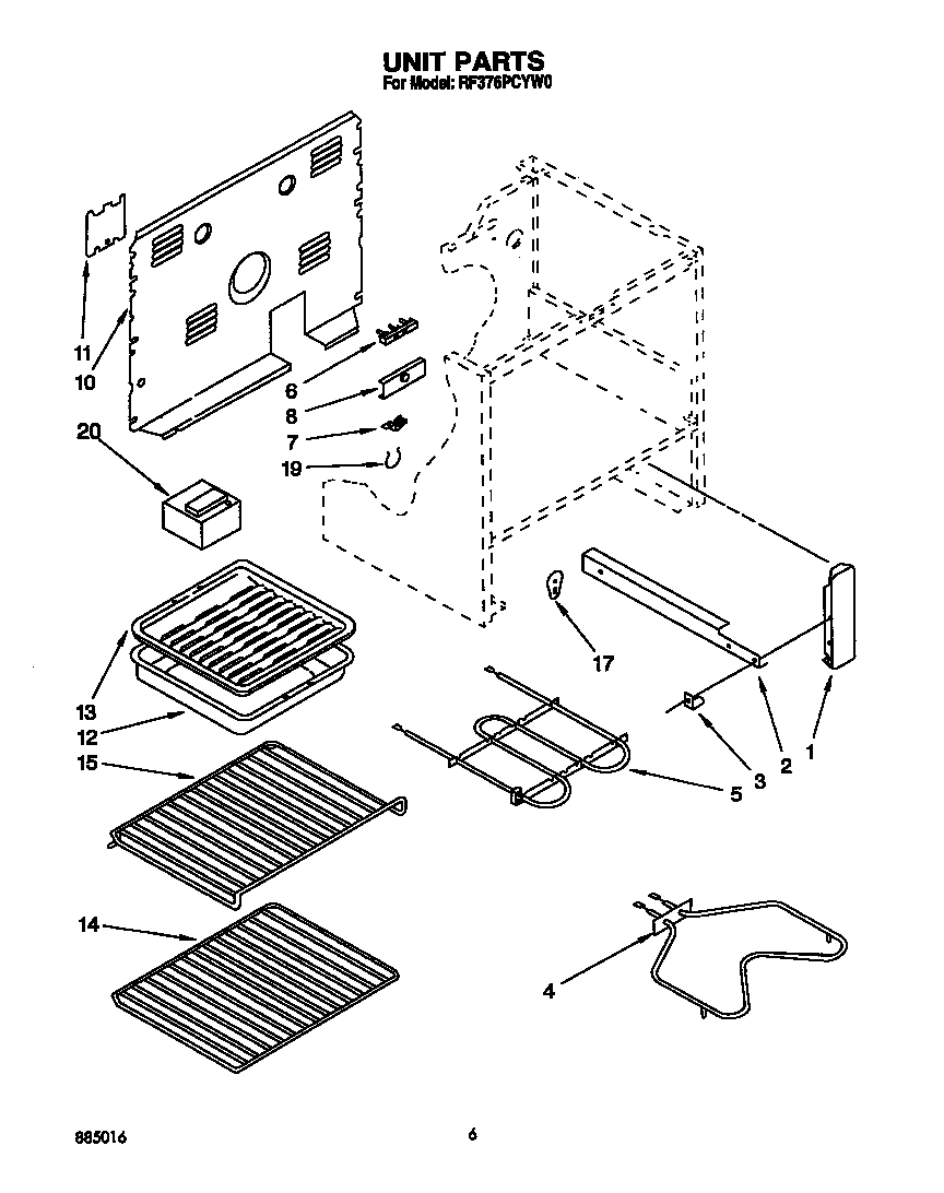 Whirlpool RF376PCYW0 unit diagram