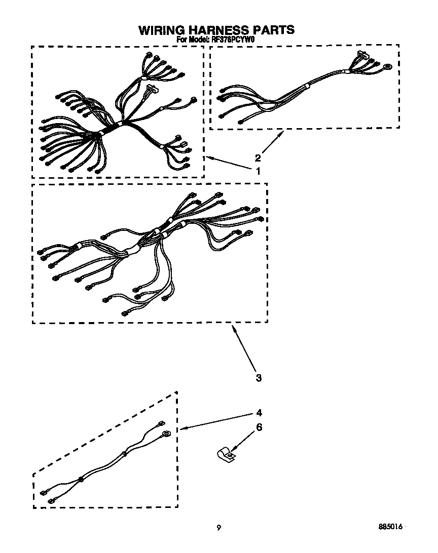 Whirlpool RF376PCYW0 wiring harness diagram