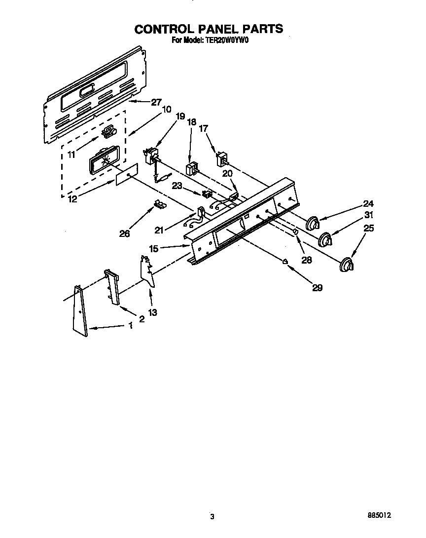 Whirlpool TER20W0YW0 control panel diagram