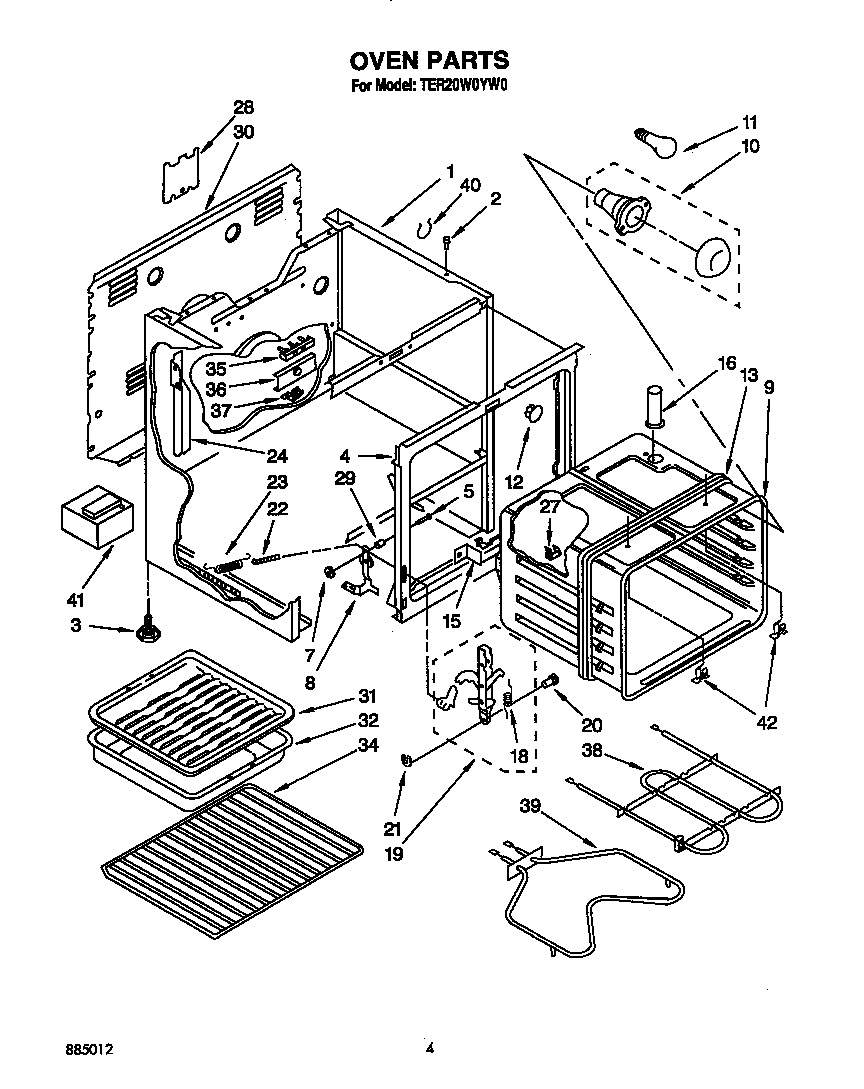 Whirlpool TER20W0YW0 oven diagram