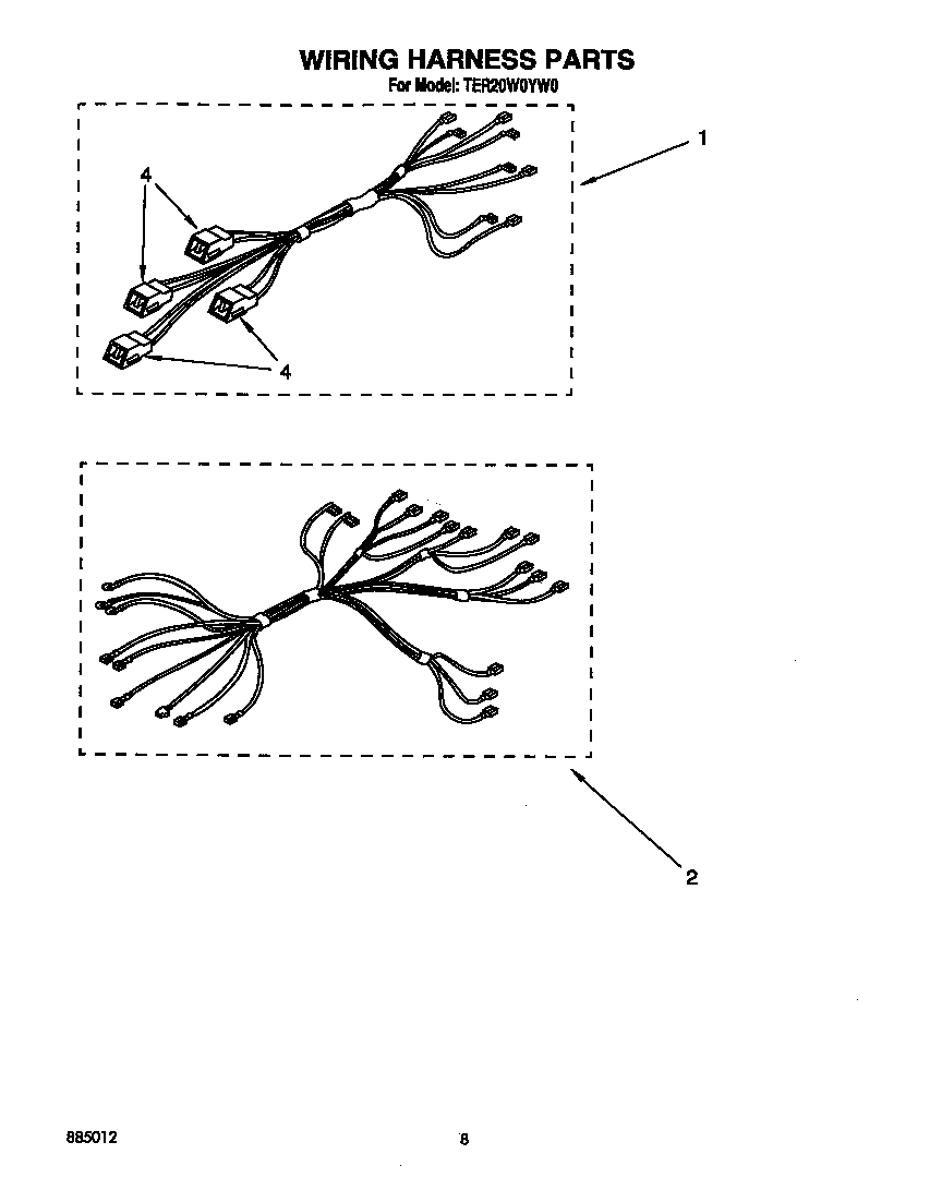 Whirlpool TER20W0YW0 wiring harness diagram