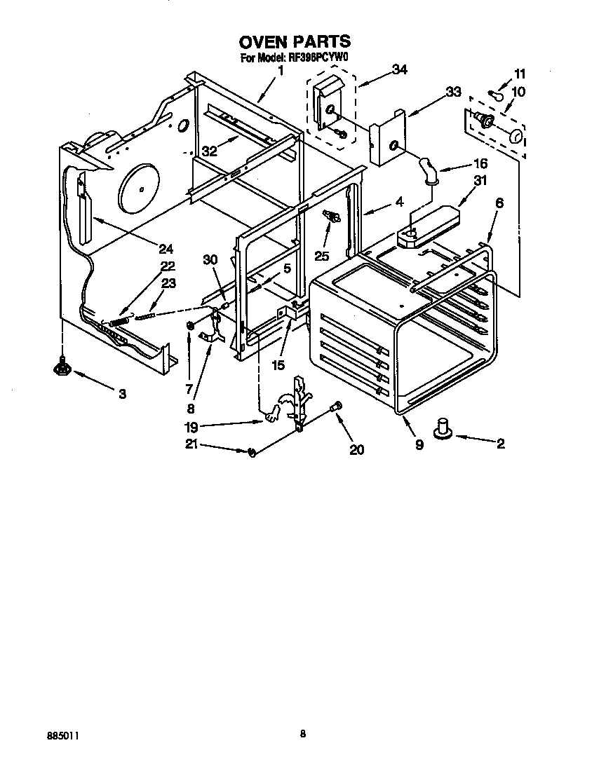 Whirlpool RF396PCYW0 oven diagram