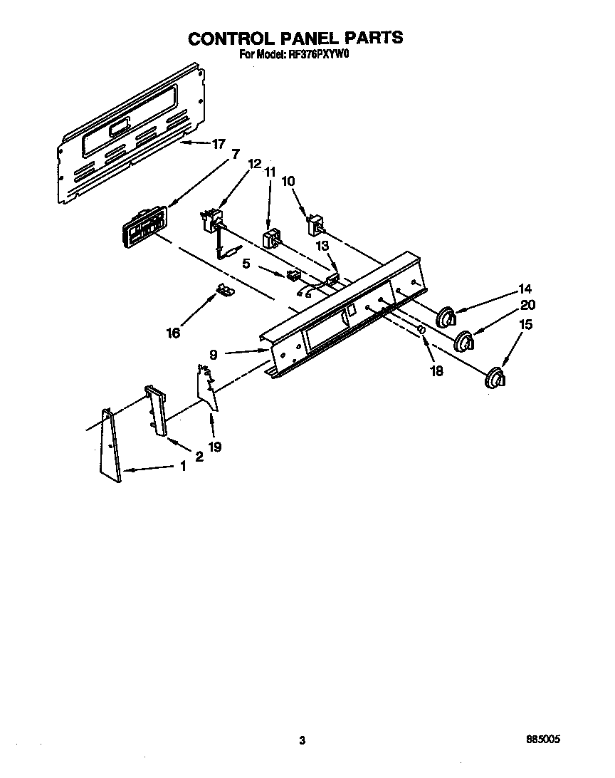 Whirlpool RF376PXYW0 control panel diagram