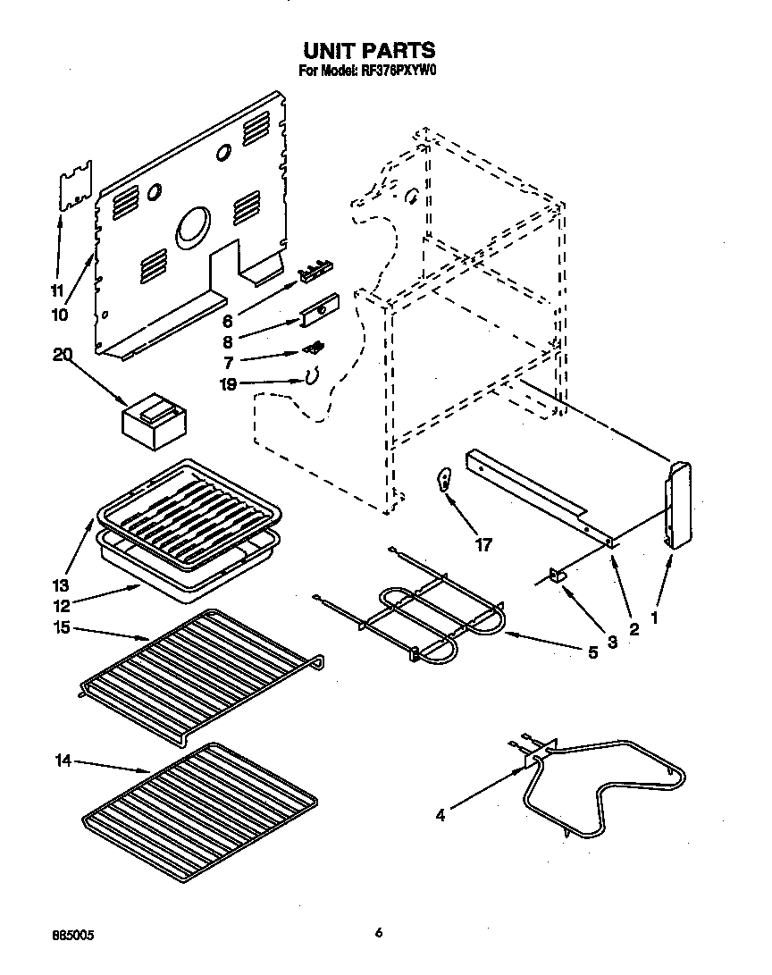 Whirlpool RF376PXYW0 unit diagram