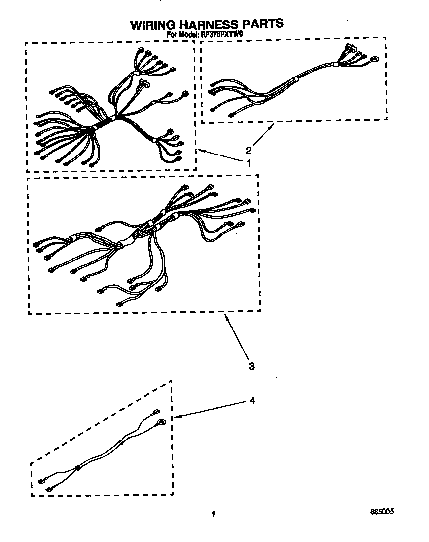 Whirlpool RF376PXYW0 wiring harness diagram