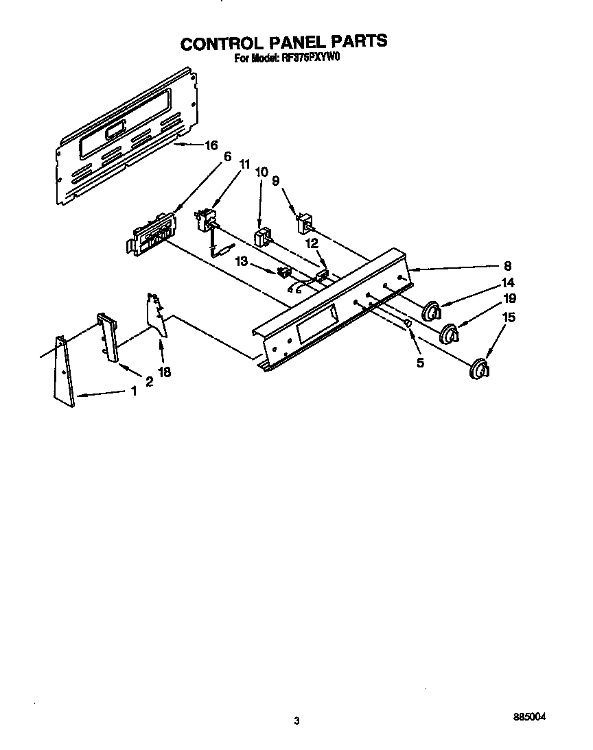 Whirlpool RF375PXYW0 control panel diagram