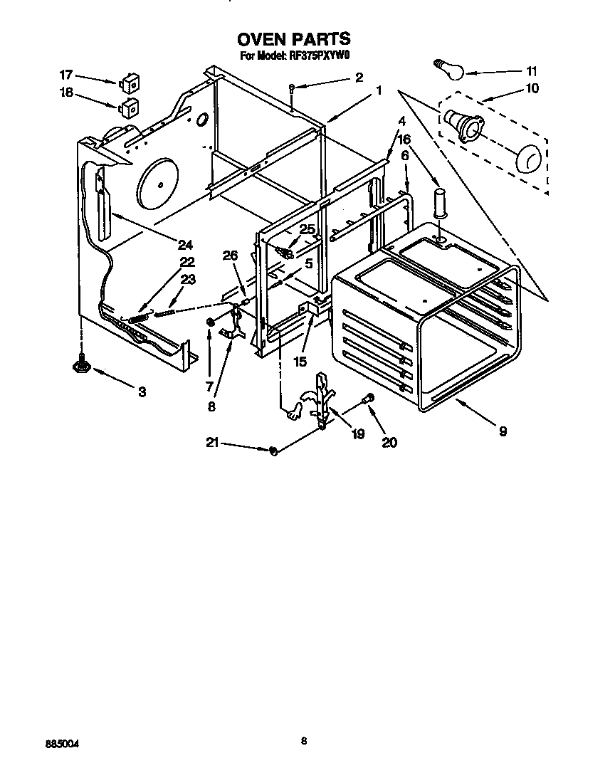 Whirlpool RF375PXYW0 oven diagram