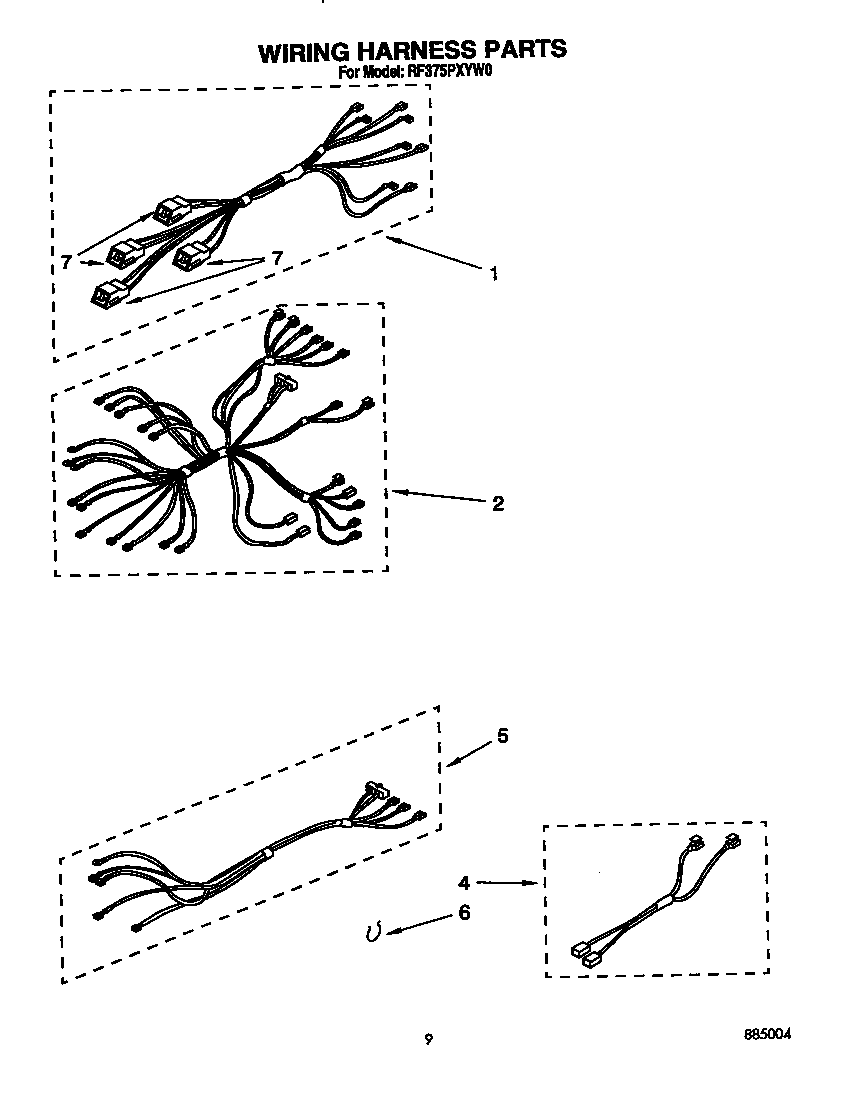 Whirlpool RF375PXYW0 wiring harness diagram