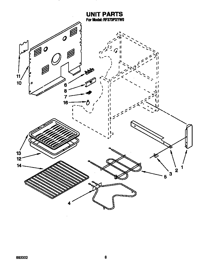 Whirlpool RF370PXYW0 unit diagram