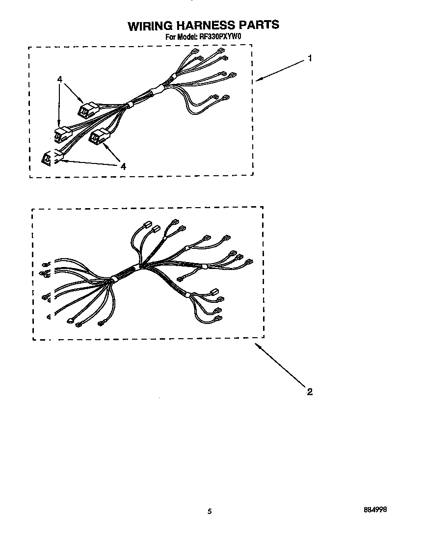 Whirlpool RF330PXYW0 wiring harness diagram