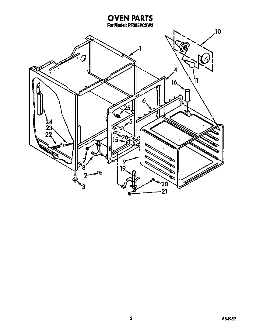 Whirlpool RF395PCXW2 oven diagram