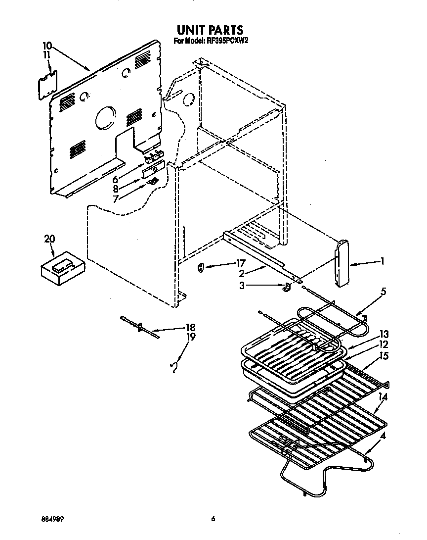 Whirlpool RF395PCXW2 unit diagram