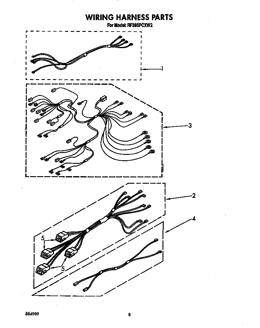 Whirlpool RF395PCXW2 wiring harness diagram