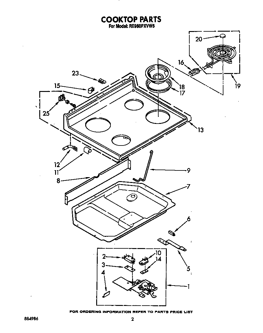 Whirlpool RE960PXVW5 cooktop diagram