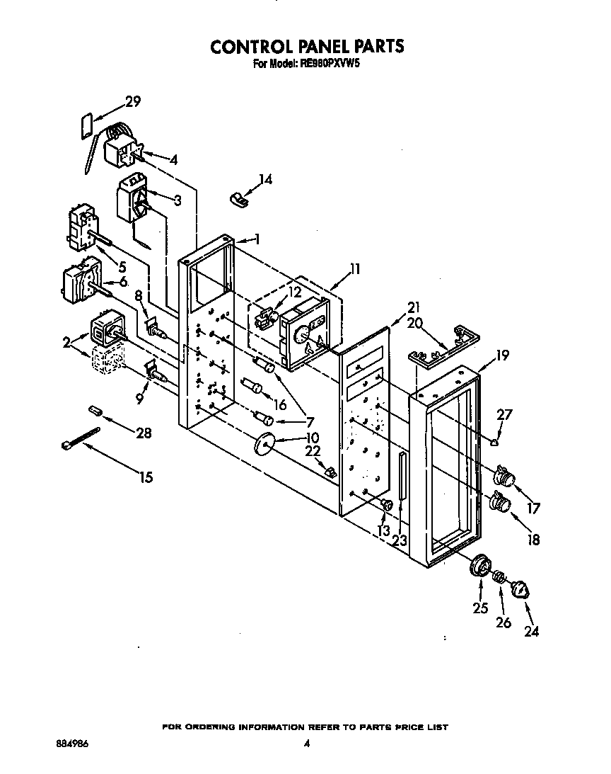 Whirlpool RE960PXVW5 control panel diagram