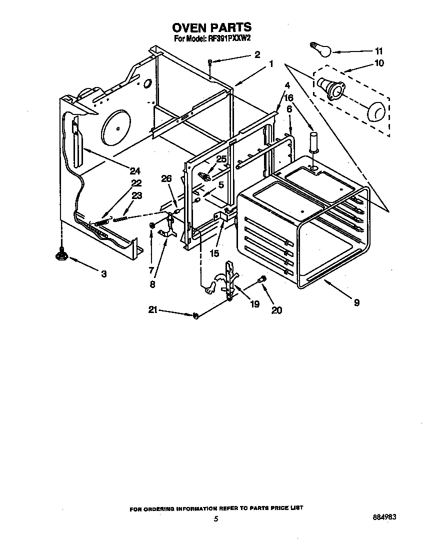 Whirlpool RF391PXXW2 oven diagram