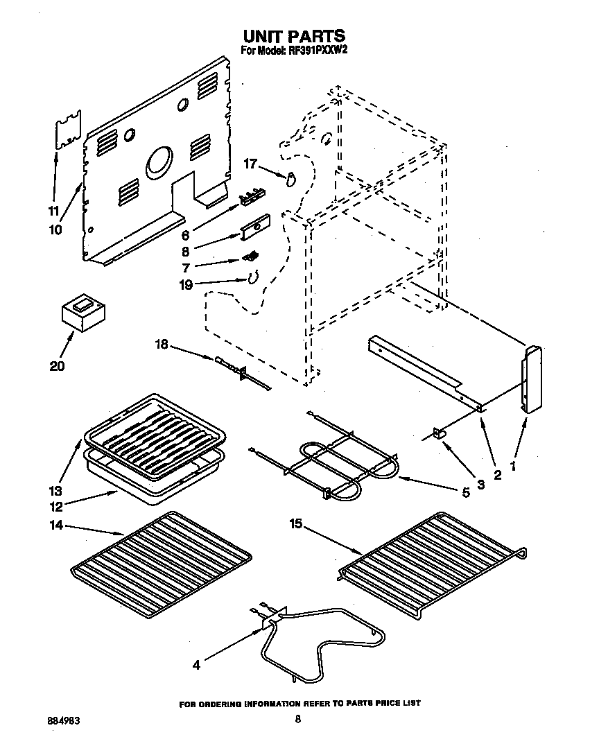 Whirlpool RF391PXXW2 unit diagram
