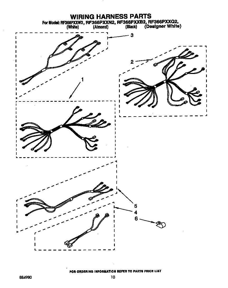 Whirlpool RF366PXXW2 wiring harness diagram