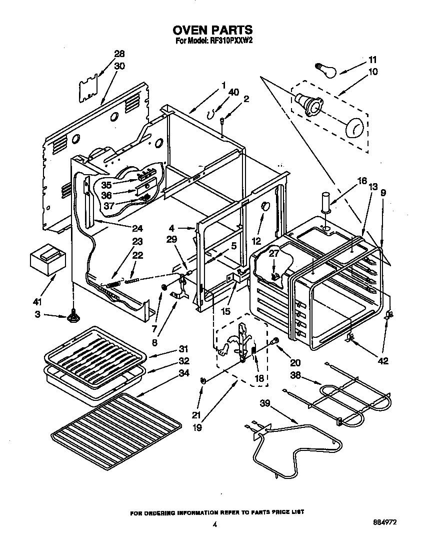Whirlpool RF310PXXW2 oven diagram