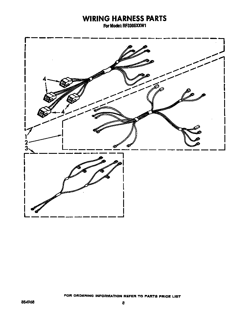Whirlpool RF3305XXW1 wiring harness diagram