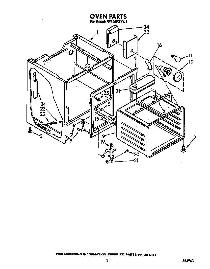 Whirlpool RF396PXXW1 oven diagram