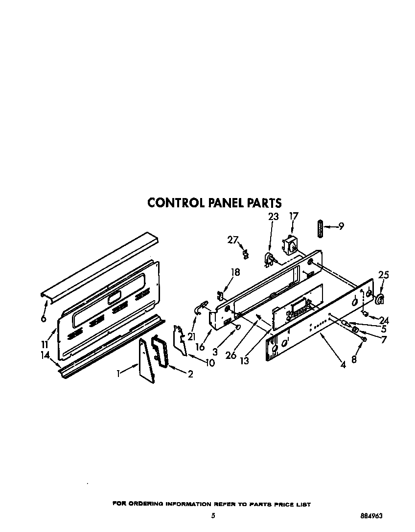 Whirlpool RF396PXXW1 control panel diagram