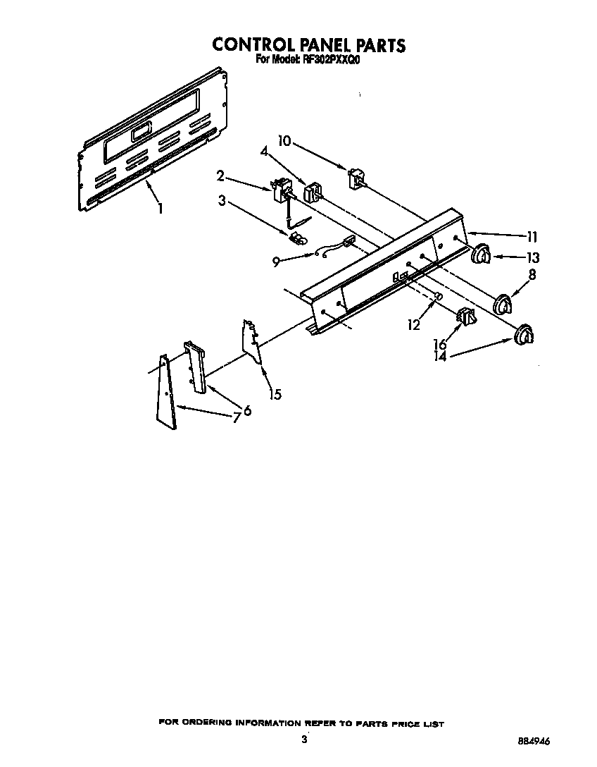 Whirlpool RF302PXXQ0 control panel diagram
