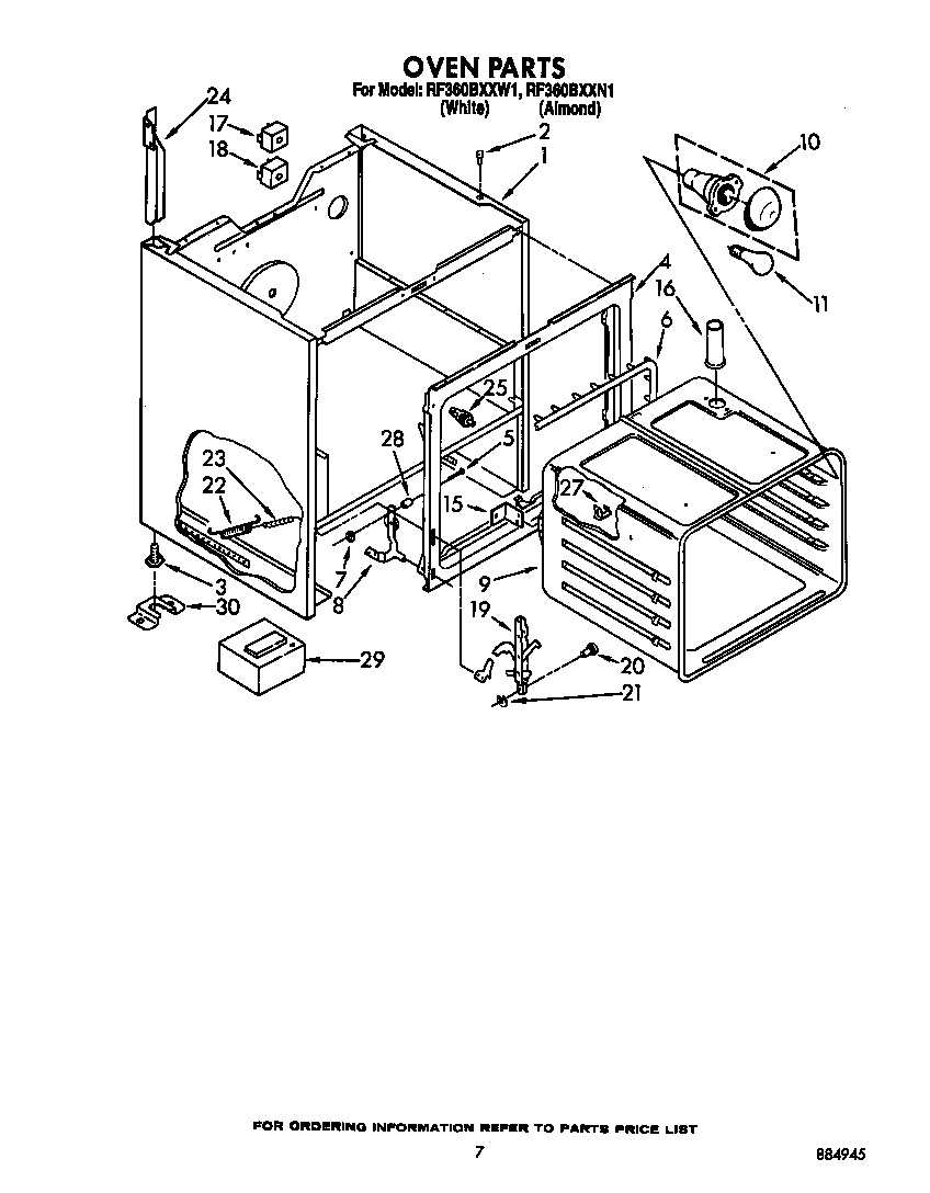 Whirlpool RF360BXXW1 oven diagram