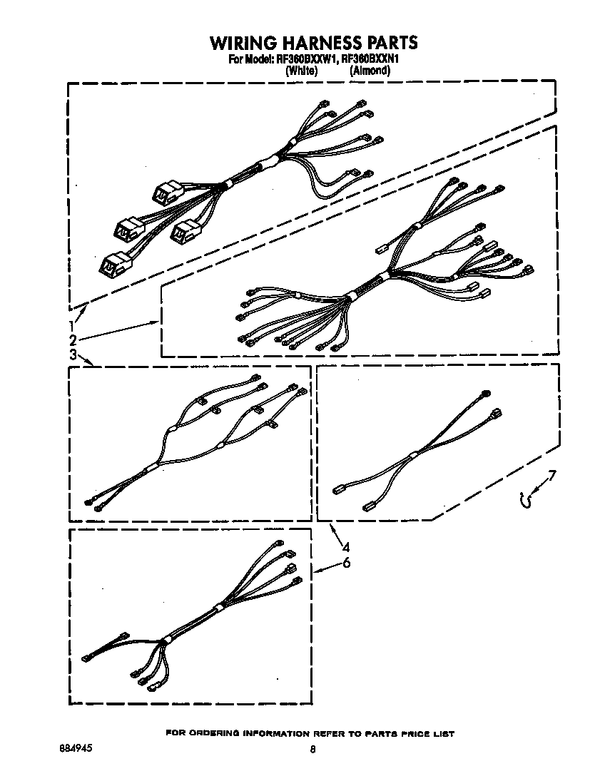 Whirlpool RF360BXXW1 wiring harness diagram