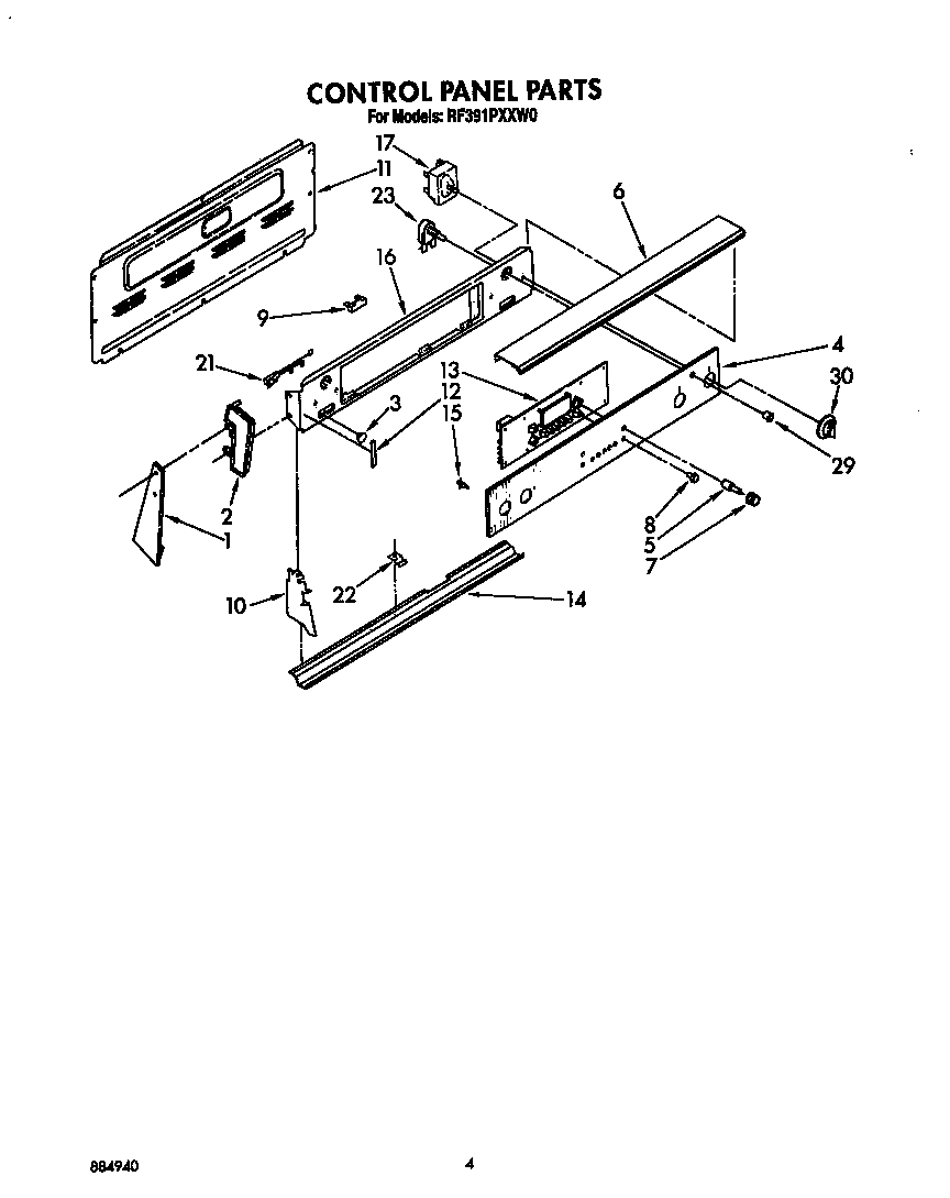Whirlpool RF391PXXW0 control panel diagram