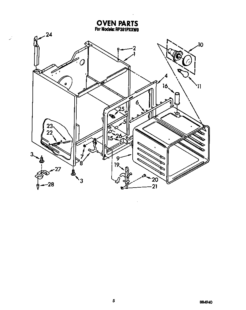 Whirlpool RF391PXXW0 oven diagram