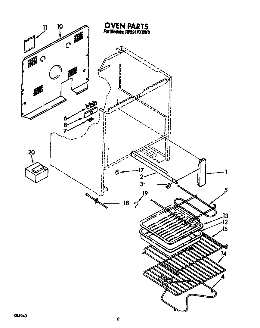 Whirlpool RF391PXXW0 oven (continued) diagram