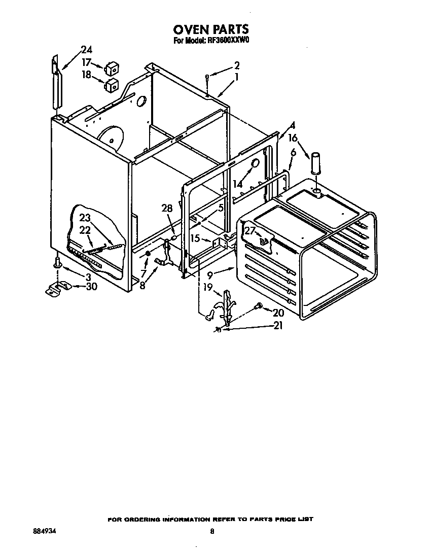 Whirlpool RF3600XXW0 oven diagram