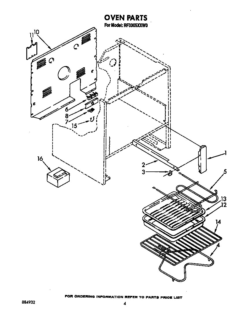 Whirlpool RF3305XXW0 oven diagram