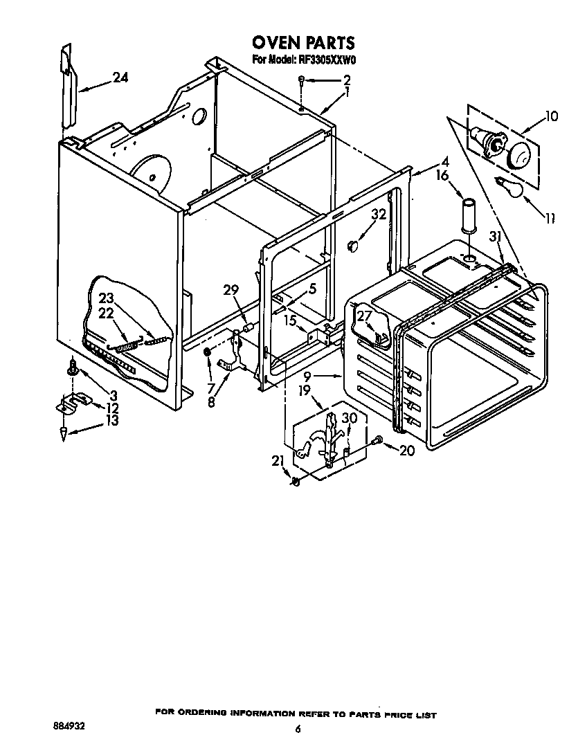 Whirlpool RF3305XXW0 oven (continued) diagram