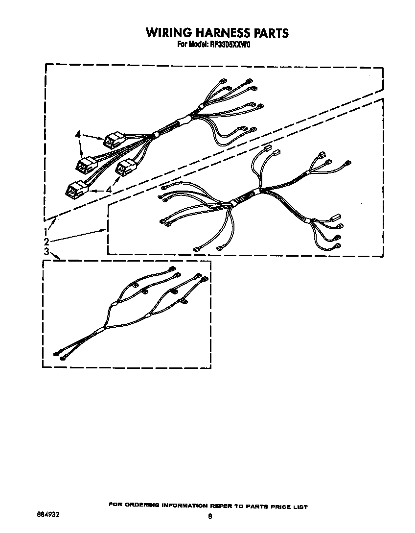 Whirlpool RF3305XXW0 wiring harness diagram