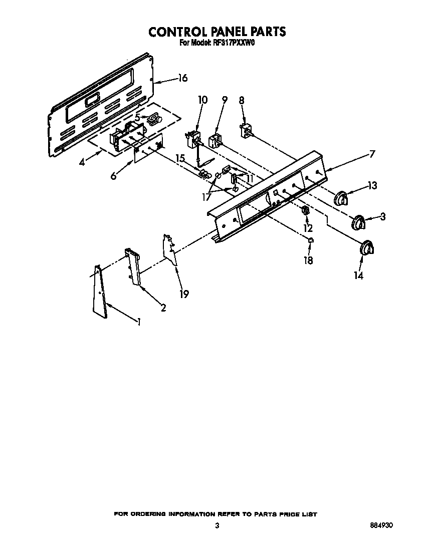 Whirlpool RF317PXXW0 control panel diagram
