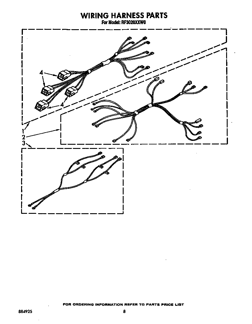 Whirlpool RF3020XXW0 wiring harness diagram