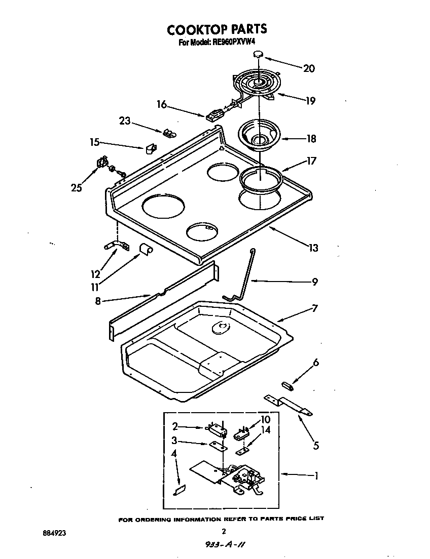 Whirlpool RE960PXVW4 cooktop diagram