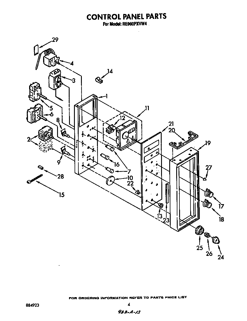Whirlpool RE960PXVW4 control panel diagram